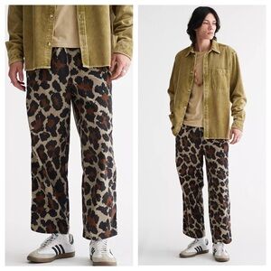 Urban Outfitters leopard corduroy beach pant medium elastic waist Y2K EUC Grunge